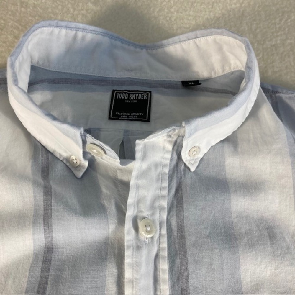 Todd Snyder XL Baby Blue And White Stripe Long Sleeve Shirt Summer Thin